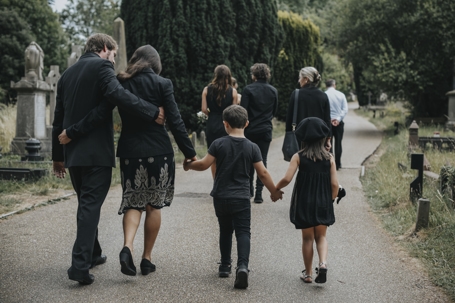 Family at a funeral